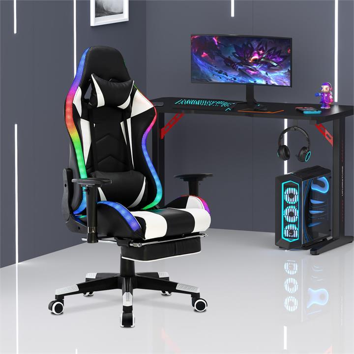 Advwin LED Gaming Office Chair with Footrest - For Me Furniture